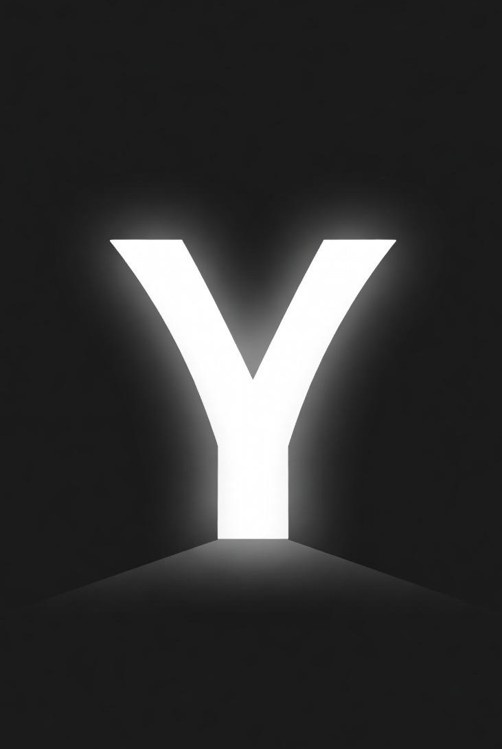You - A luminous white Y emerging from darkness, symbolizing consciousness awakening
